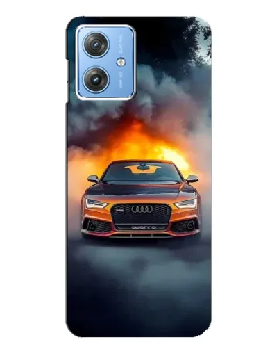 Чехол для Motorola MOTO G54 / G54 Power с картинкой «Audi в огненном дыму»