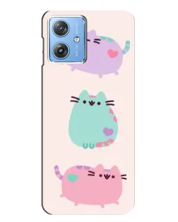 Чехол для Motorola MOTO G54 / G54 Power с картинкой «Pusheen трио»