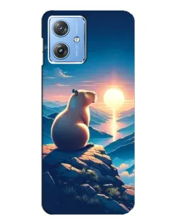 Чехол для Motorola MOTO G54 / G54 Power с картинкой «Закат солнца с капибарой»
