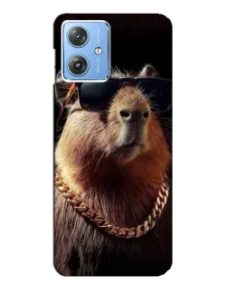 Чехол для Motorola MOTO G54 / G54 Power с картинкой «Капибара золотая цепь»