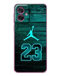 Чехол для Motorola Moto G55 с картинкой «Jordan Cyan 23»