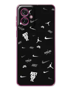 Чехол для Motorola Moto G55 с картинкой «Nike Black Pattern»