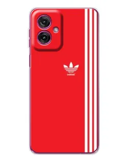Чехол для Motorola Moto G55 с картинкой «Красный минимализм Adidas»
