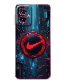 Чехол для Motorola Moto G55 с картинкой «Техногенный стиль Nike»