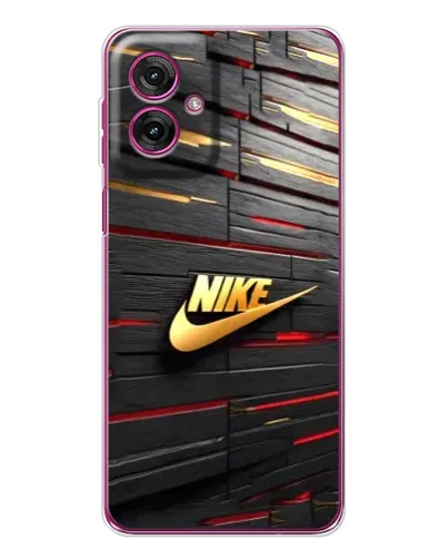 Чехол для Motorola Moto G55 с картинкой «Золотой Nike на металле»