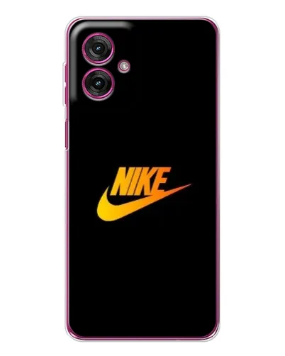 Чехол для Motorola Moto G55 с картинкой «Золотой логотип Nike»