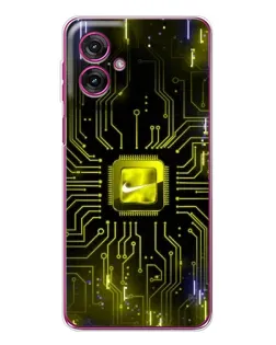 Чехол для Motorola Moto G55 с картинкой «Nike — золотая искра»