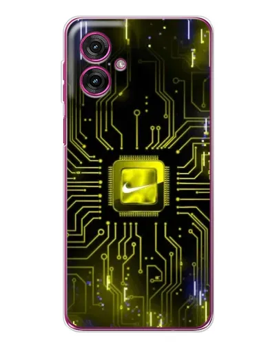 Чехол для Motorola Moto G55 с картинкой «Nike — золотая искра»