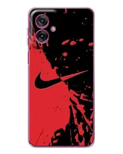 Чохол для Motorola Moto G55 з картинкою «Червоні бризки Nike»