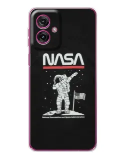 Чехол для Motorola Moto G55 с картинкой «NASA — шагаем по Луне»