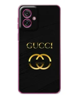 Чехол для Motorola Moto G55 с картинкой «Золотой логотип Gucci»