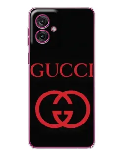 Чехол для Motorola Moto G55 с картинкой «Gucci — красный логотип»