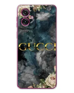 Чехол для Motorola Moto G55 с картинкой «Абстрактные цветы Gucci»