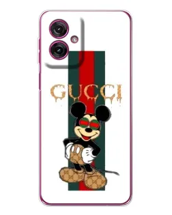 Чехол для Motorola Moto G55 с картинкой «Микки Маус Gucci — полосы»
