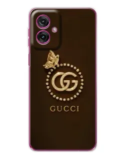 Чехол для Motorola Moto G55 с картинкой «Gucci — золотая бабочка»