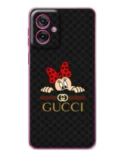Чехол для Motorola Moto G55 с картинкой «Минни Маус Gucci — черный»