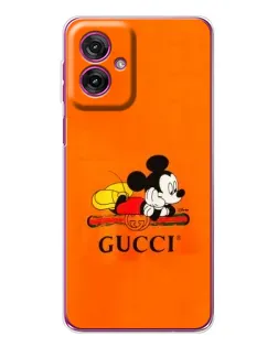 Чехол для Motorola Moto G55 с картинкой «Микки Маус Gucci — оранж»