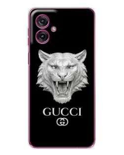 Чехол для Motorola Moto G55 с картинкой «Gucci — серебряный лев»
