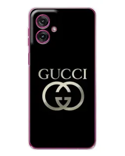 Чехол для Motorola Moto G55 с картинкой «Gucci — золото на черном»
