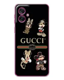 Чехол для Motorola Moto G55 с картинкой «Gucci — герои Disney и монограмма»