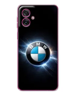Чехол для Motorola Moto G55 с картинкой «BMW — неоновое сияние»