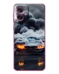 Чехол для Motorola Moto G55 с картинкой «BMW в дыму»