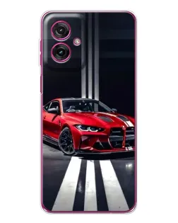 Чехол для Motorola Moto G55 с картинкой «Красная BMW на дороге»