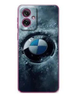 Чехол для Motorola Moto G55 с картинкой «Логотип BMW — лед»