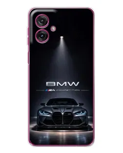 Чехол для Motorola Moto G55 с картинкой «BMW сквозь ночной город»
