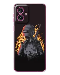 Чехол для Motorola Moto G55 с картинкой «PUBG — огненный силуэт»