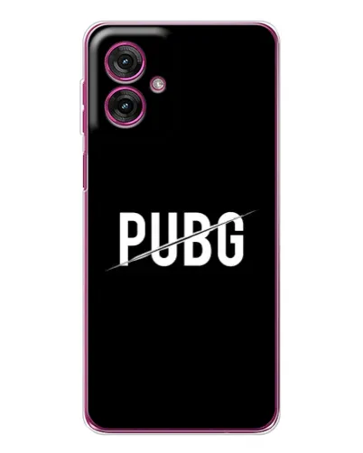 Чехол для Motorola Moto G55 с картинкой «PUBG — белый логотип»