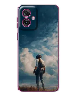 Чехол для Motorola Moto G55 с картинкой «Герой PUBG на скале»