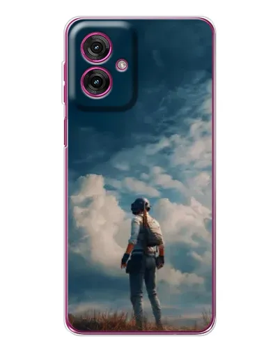 Чехол для Motorola Moto G55 с картинкой «Герой PUBG на скале»