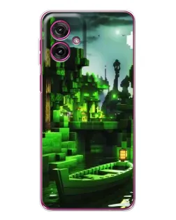Чехол для Motorola Moto G55 с картинкой «Minecraft лесной пейзаж»