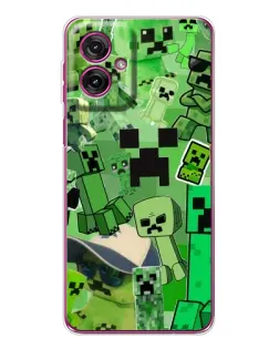 Чехол для Motorola Moto G55 с картинкой «Криперы Minecraft»