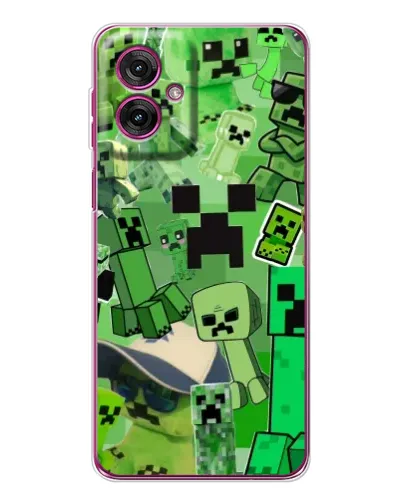 Чехол для Motorola Moto G55 с картинкой «Криперы Minecraft»