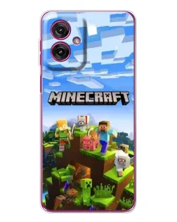 Чехол для Motorola Moto G55 с картинкой «Minecraft классический мир»