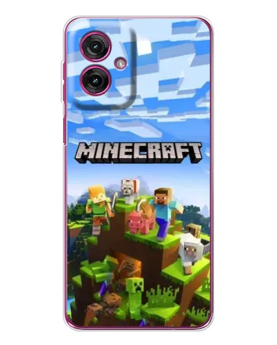 Чехол для Motorola Moto G55 с картинкой «Minecraft классический мир»
