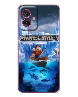 Чехол для Motorola Moto G55 с картинкой «Minecraft ледяной мир»