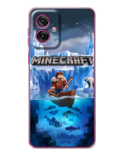 Чехол для Motorola Moto G55 с картинкой «Minecraft ледяной мир»