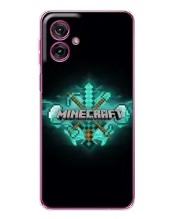 Чехол для Motorola Moto G55 с картинкой «Minecraft Diamond лого»