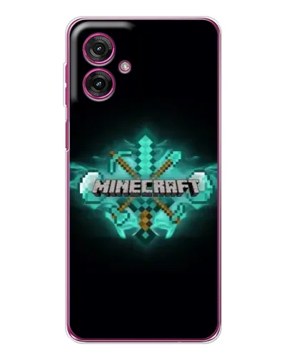 Чехол для Motorola Moto G55 с картинкой «Minecraft Diamond лого»