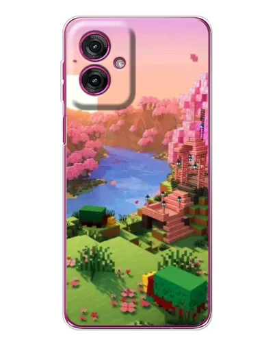 Чехол для Motorola Moto G55 с картинкой «Розовое дерево Minecraft»