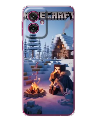 Чехол для Motorola Moto G55 с картинкой «Зимний Minecraft»
