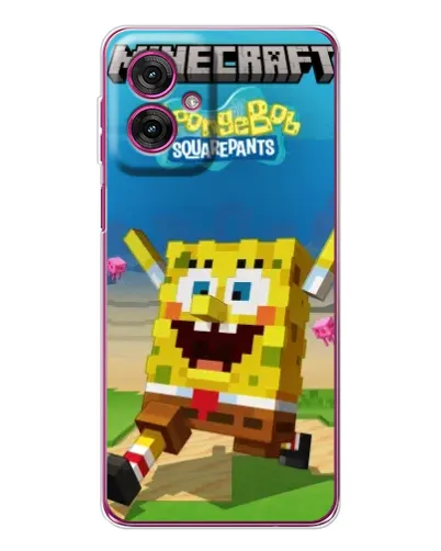 Чехол для Motorola Moto G55 с картинкой «Губка Боб Minecraft» Чехол для Motorola Moto G55 с картинкой «Губка Боб Minecraft»