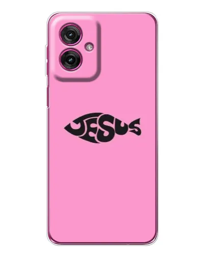 Чехол для Motorola Moto G55 с картинкой «Розовый символ  Jesus»