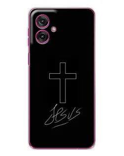 Чехол для Motorola Moto G55 с картинкой «Графический крест Jesus»