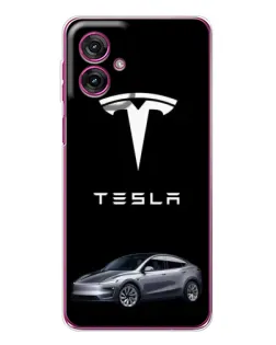Чехол для Motorola Moto G55 с картинкой «Tesla Model Y»