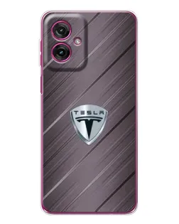 Чехол для Motorola Moto G55 с картинкой «Металлическая текстура Tesla»