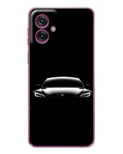 Чехол для Motorola Moto G55 с картинкой «Фары Tesla Night»